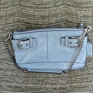 Sky Blue Coach Bag with chain and leather strap